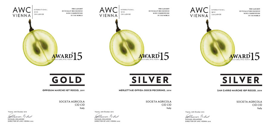 CIÙ CIÙ WON THREE MEDALS AT THE INTERNATIONAL WINE CHALLENGE 2015 AWC WIEN