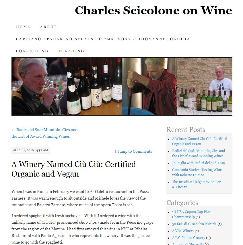Charles Scicolone parla dei vini Ciù Ciù