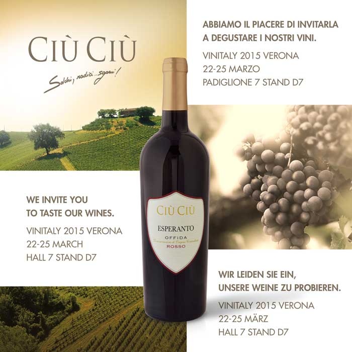 Ciù Ciù al Vinitaly di Verona dal 22 al 25 marzo
