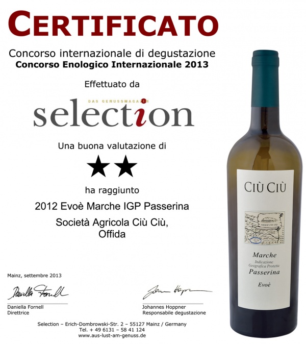 Certificazioni rivista Selection